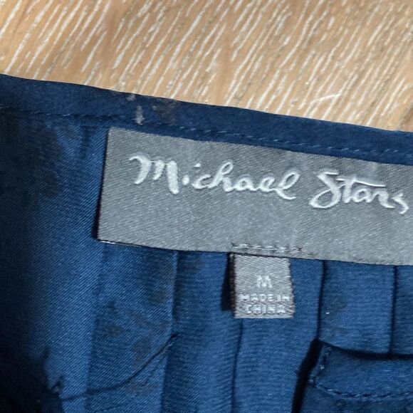 Michael stars blue floral blouse with split neck-M - Picture 2 of 8